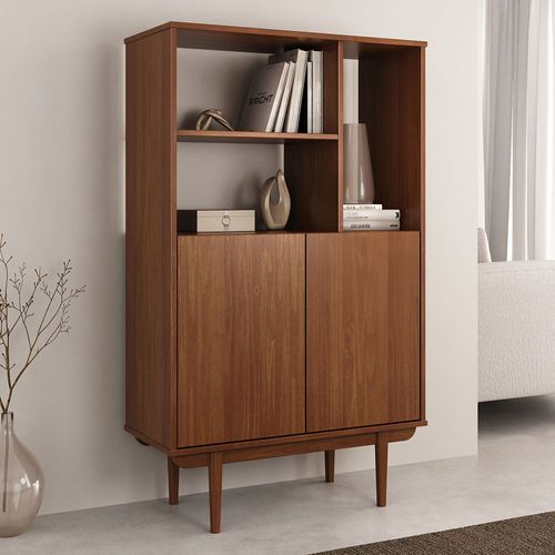 Buffet Haut Simona H 133 Cm En Bois Massif - Coloris Châtaignier
