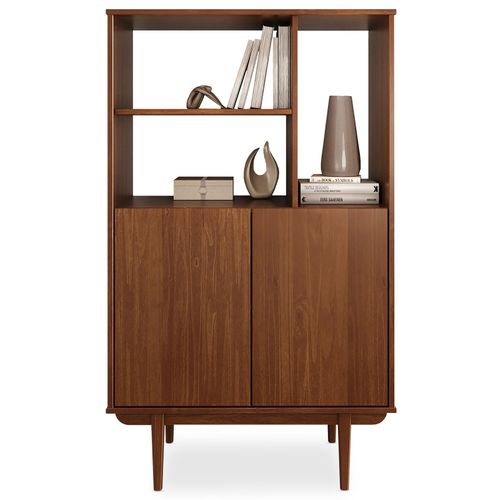 Buffet Haut Simona H 133 Cm En Bois Massif - Coloris Châtaignier