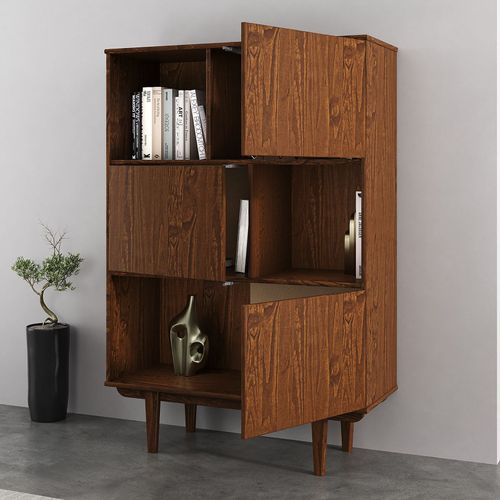 Buffet Haut Simona H 139 Cm En Bois Massif - Coloris Châtaignier