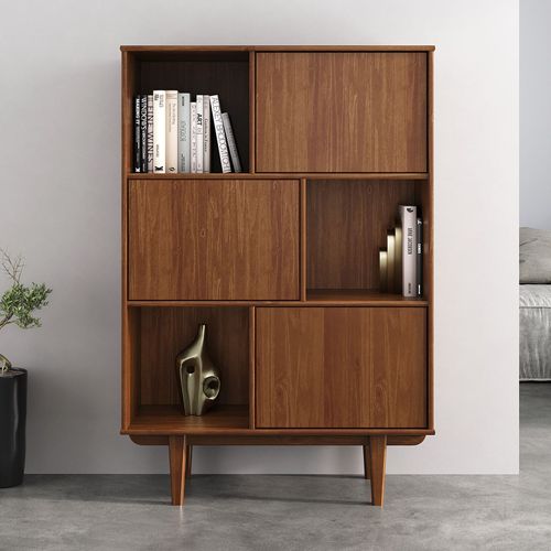 Buffet Haut Simona H 139 Cm En Bois Massif - Coloris Châtaignier