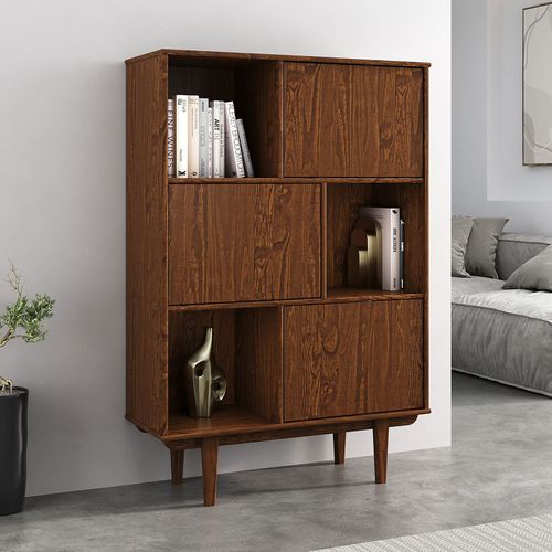 Buffet Haut Simona H 139 Cm En Bois Massif - Coloris Châtaignier