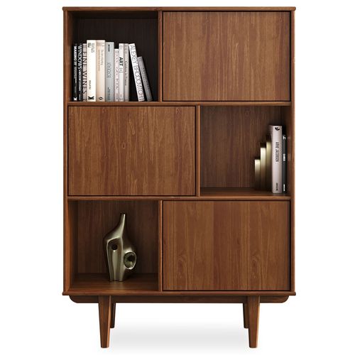 Buffet Haut Simona H 139 Cm En Bois Massif - Coloris Châtaignier