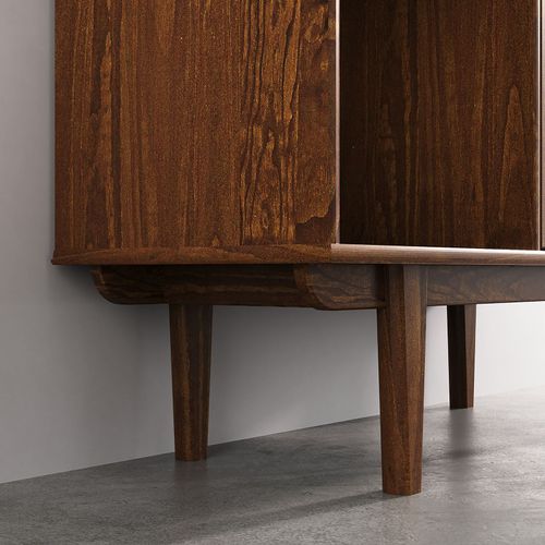 Buffet Haut Simona H 139 Cm En Bois Massif - Coloris Châtaignier