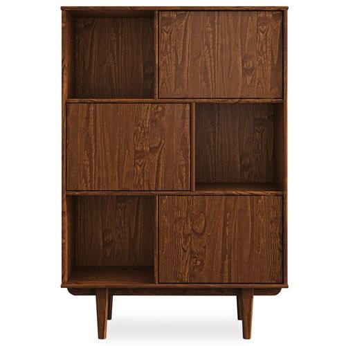 Buffet Haut Simona H 139 Cm En Bois Massif - Coloris Châtaignier