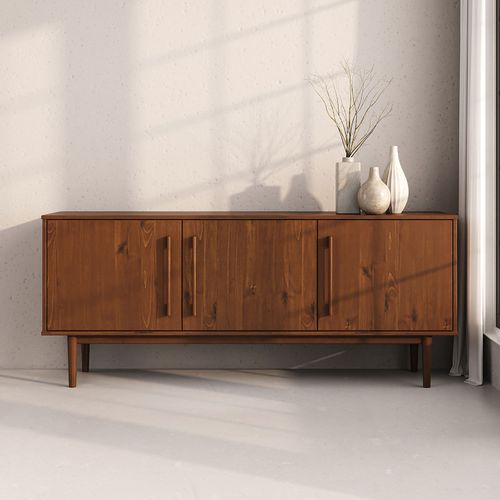 Buffet Tecca L 170 Cm 3 Portes En Bois Massif - Coloris Châtaignier