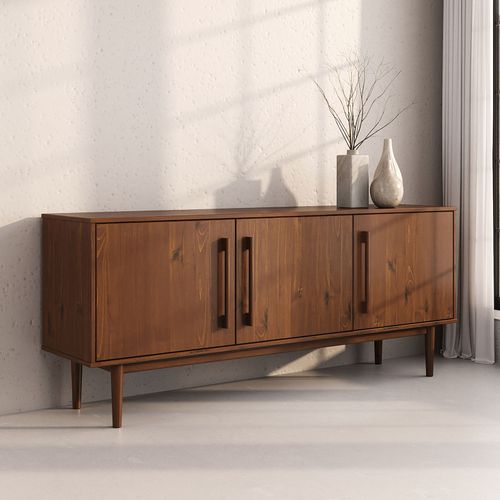 Buffet Tecca L 170 Cm 3 Portes En Bois Massif - Coloris Châtaignier