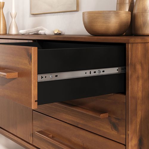 Buffet Tecca L 170 Cm 2 Portes 3 Tiroirs En Bois Massif - Coloris Châtaignier