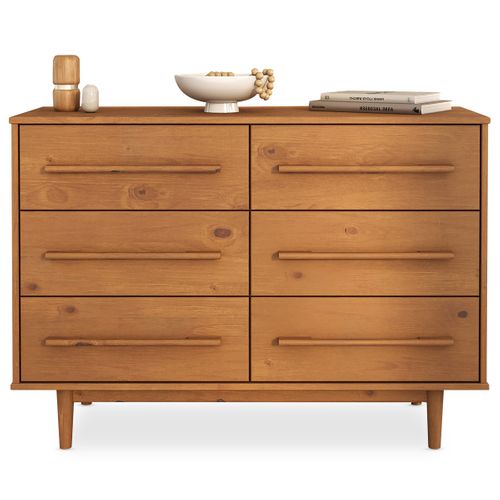Commode Tecca L 111 Cm 6 Tiroirs En Bois Massif - Coloris Chêne