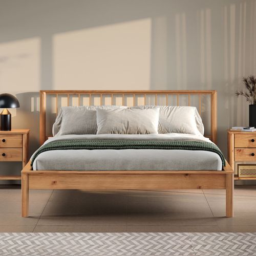 Lit 160 X 200 Avec Sommier Apoana En Bois Massif - Coloris Châtaignier