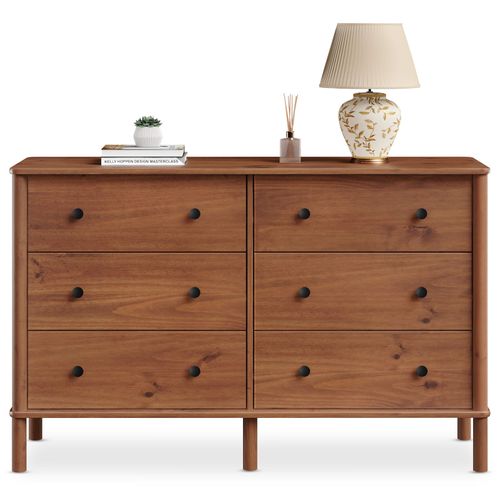 Commode Apoana L 132 Cm 6 Tiroirs En Bois Massif - Coloris Châtaignier