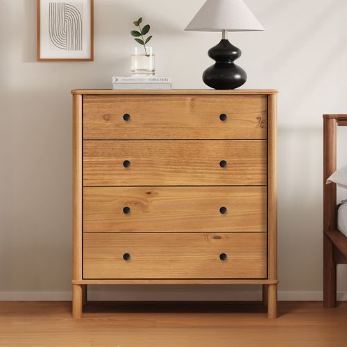 Commode Apoana 4 Tiroirs En Bois Massif - Coloris Chêne