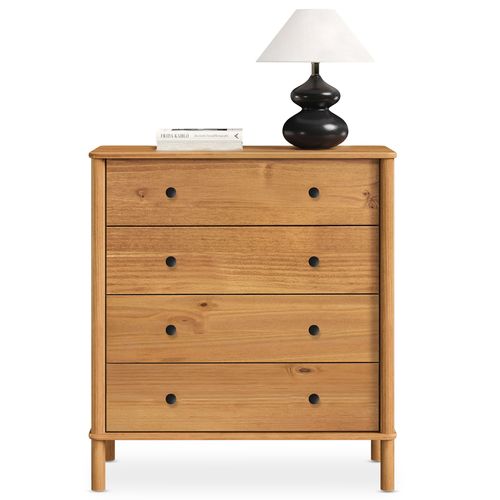 Commode Apoana 4 Tiroirs En Bois Massif - Coloris Chêne
