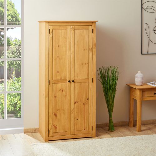 Armoire Cancun Avec 2 Portes, En Pin Massif Finition Teintée/cirée