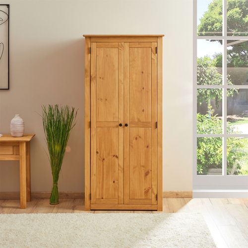 Armoire Cancun Avec 2 Portes, En Pin Massif Finition Teintée/cirée