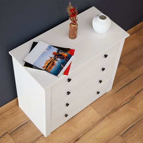 Commode Chambre Paulo L 73 Cm En Bois Massif - Blanc