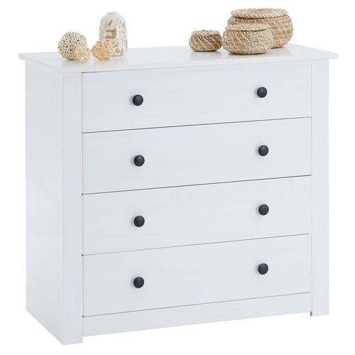 Commode Chambre Paulo L 73 Cm En Bois Massif - Blanc