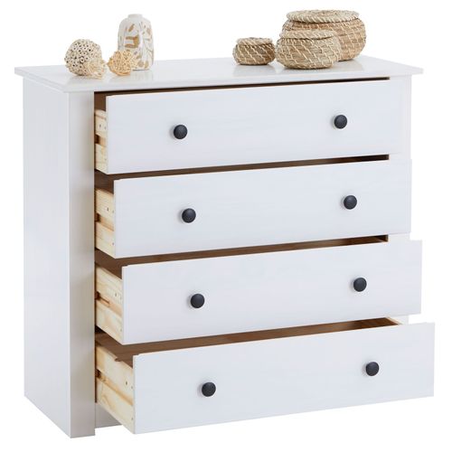 Commode Chambre Paulo L 73 Cm En Bois Massif - Blanc