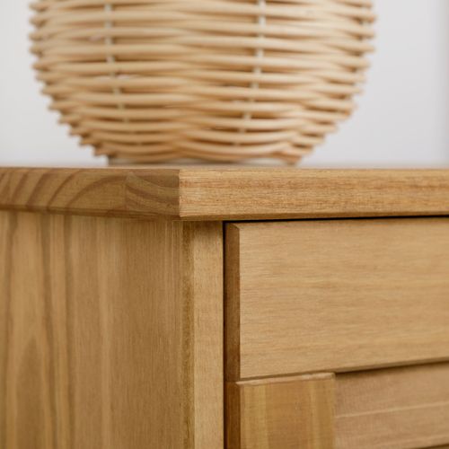 Table De Chevet Veneta H 42 Cm 2 Tiroirs En Bois Massif - Coloris Naturel