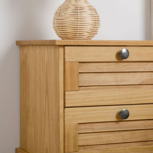 Table De Chevet Veneta H 42 Cm 2 Tiroirs En Bois Massif - Coloris Naturel