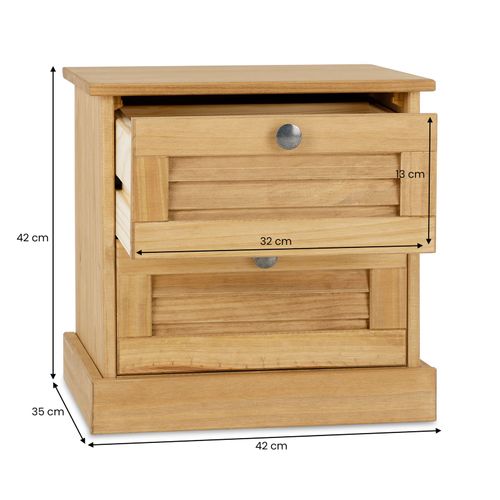 Table De Chevet Veneta H 42 Cm 2 Tiroirs En Bois Massif - Coloris Naturel