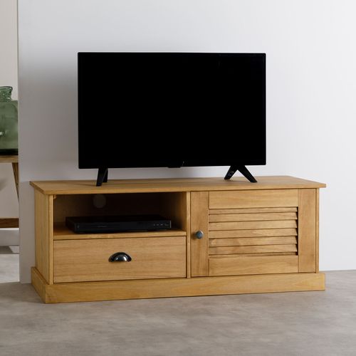Meuble TV Veneta L 106 Cm, Bois Massif – Coloris Naturel