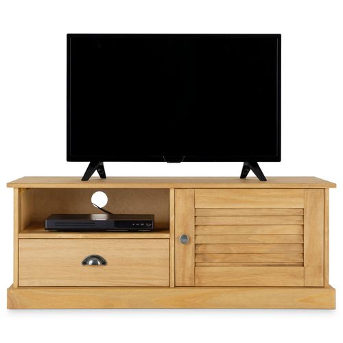 Meuble TV Veneta L 106 Cm, Bois Massif – Coloris Naturel