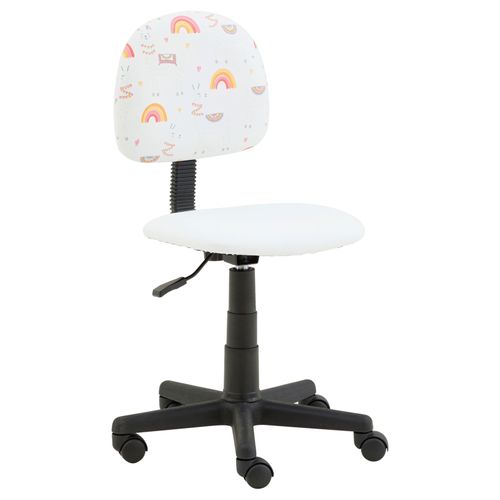 Chaise De Bureau Pour Enfant Alpaca Pivotante, En Synthétique Blanc, Motif Lama