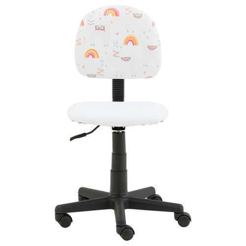 Chaise De Bureau Pour Enfant Alpaca Pivotante, En Synthétique Blanc, Motif Lama