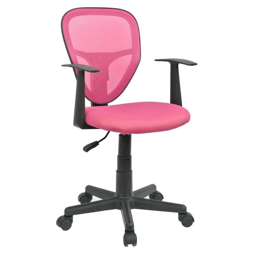 Chaise De Bureau Pour Enfant Studio Pivotant Et Ergonomique Avec Accoudoirs Hauteur Réglable, Rose