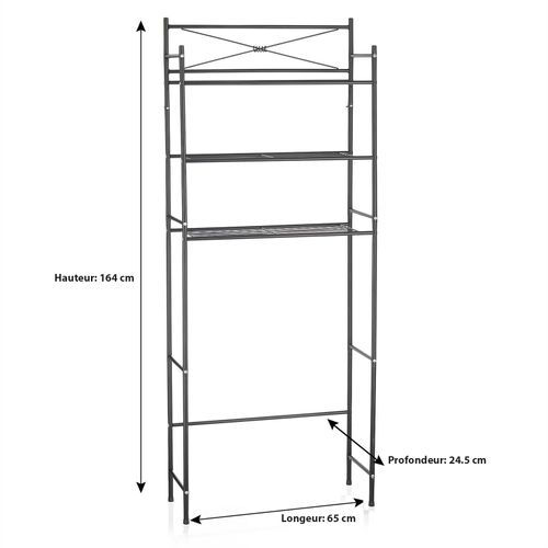 Etagère De Salle De Bain Marsa, Rangement Pour Wc/lave-linge, En Métal Laqué Noir