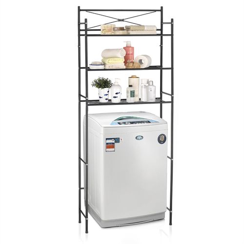 Etagère De Salle De Bain Marsa, Rangement Pour Wc/lave-linge, En Métal Laqué Noir