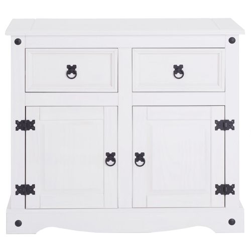 Buffet Rural Avec 2 Tiroirs Et 2 Portes, Style Mexicain En Pin Massif Blanc