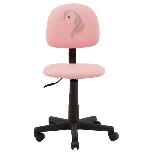 Chaise De Bureau Pour Enfant Unicorn, Revêtement Synthétique Rose Avec Motif Licorne