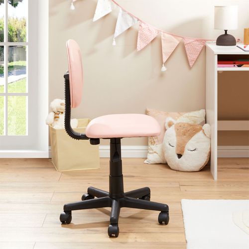 Chaise De Bureau Pour Enfant Unicorn, Revêtement Synthétique Rose Avec Motif Licorne