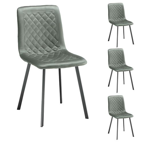 Lot De 4 Chaises Terni, En Tissu Suédine Vert