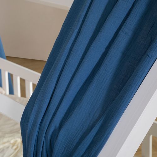 Lot De 2 Rideaux De Lit Nena, En Mousseline - Bleu Foncé