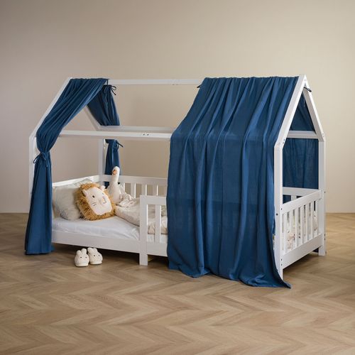 Lot De 2 Rideaux De Lit Nena, En Mousseline - Bleu Foncé