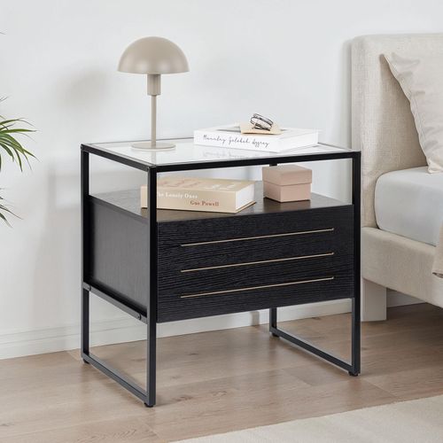 Table De Chevet Aruma H 51 Cm Avec 1 Tiroir Style Moderne - Noir