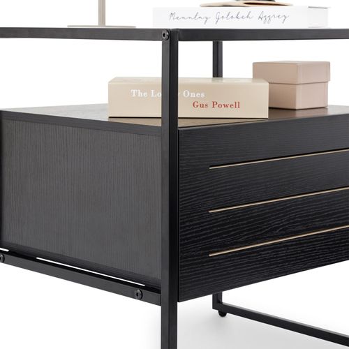 Table De Chevet Aruma H 51 Cm Avec 1 Tiroir Style Moderne - Noir