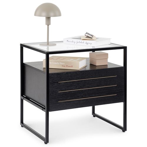 Table De Chevet Aruma H 51 Cm Avec 1 Tiroir Style Moderne - Noir
