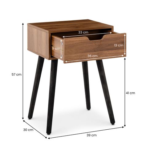 Table De Chevet Layla H 57 Cm 1 Tiroir - Coloris Noyer