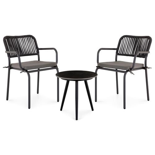 Table D’appoint Extérieur Rosalia Ronde - Noir Et Gris