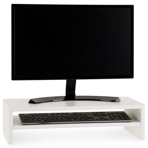 Réhausseur D’écran Bureau Connect Avec 1 Étagère, En Bois - Blanc