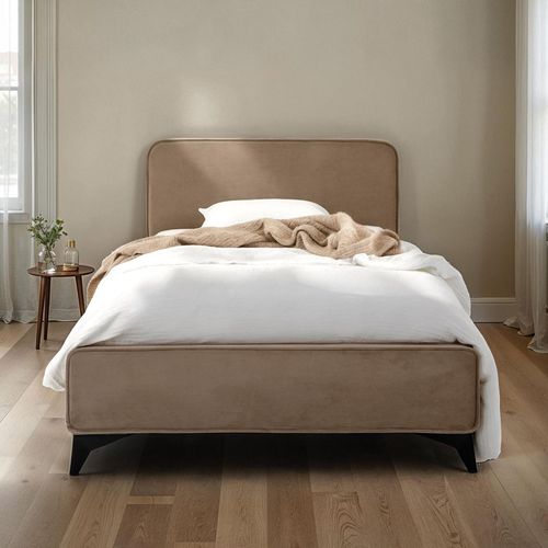 Lit Simple Ravello 90 X 190 Cm, Revêtement En Tissu - Grège