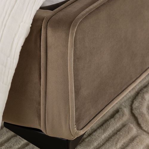 Lit Simple Ravello 90 X 190 Cm, Revêtement En Tissu - Grège