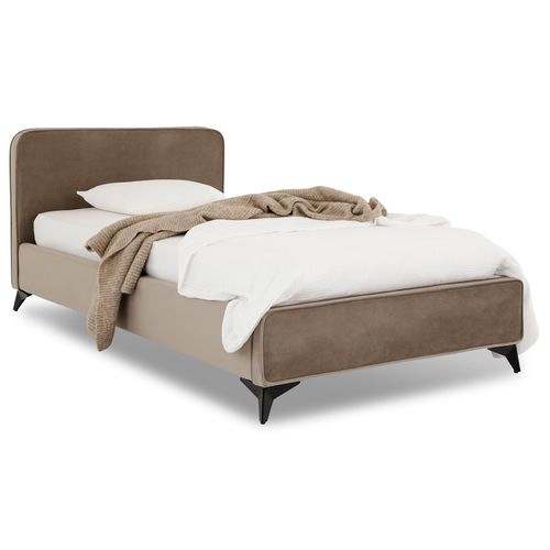 Lit Simple Ravello 90 X 190 Cm, Revêtement En Tissu - Grège