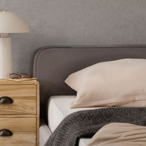 Lit Double Ravello 140 X 190 Cm, Revêtement En Tissu - Gris