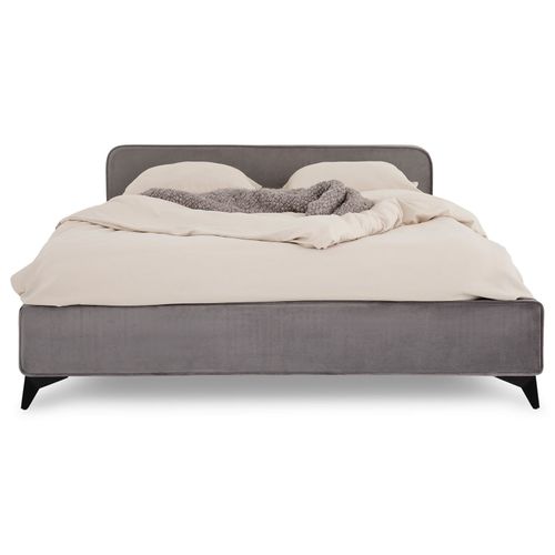 Lit Double Ravello 140 X 190 Cm, Revêtement En Tissu - Gris