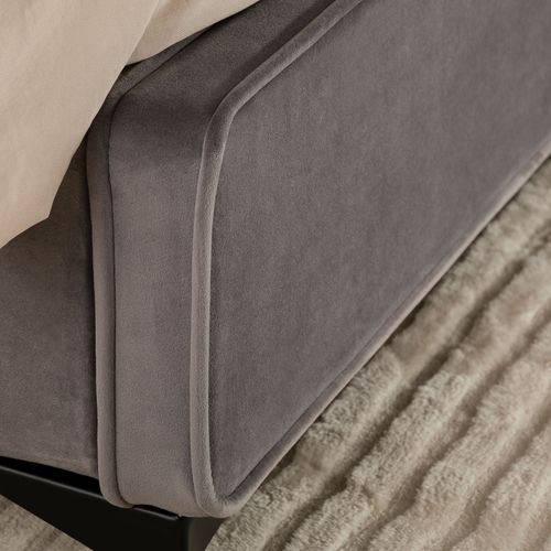 Lit Double Ravello 140 X 190 Cm, Revêtement En Tissu - Gris