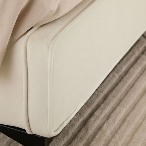 Lit Double Ravello 140 X 190 Cm, Revêtement En Tissu - Blanc Crème